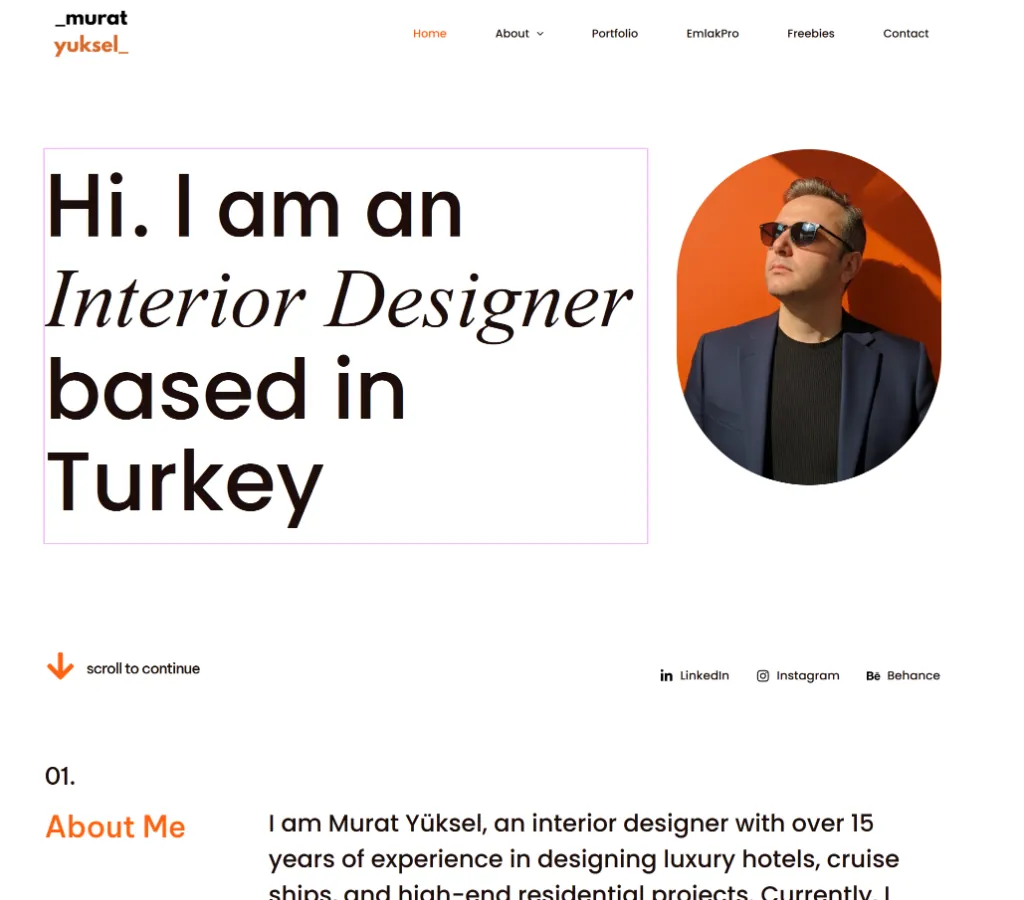 Murat Yüksel Kişisel Portfolyo Web Sitesi - Modern Masaüstü UI Tasarımı